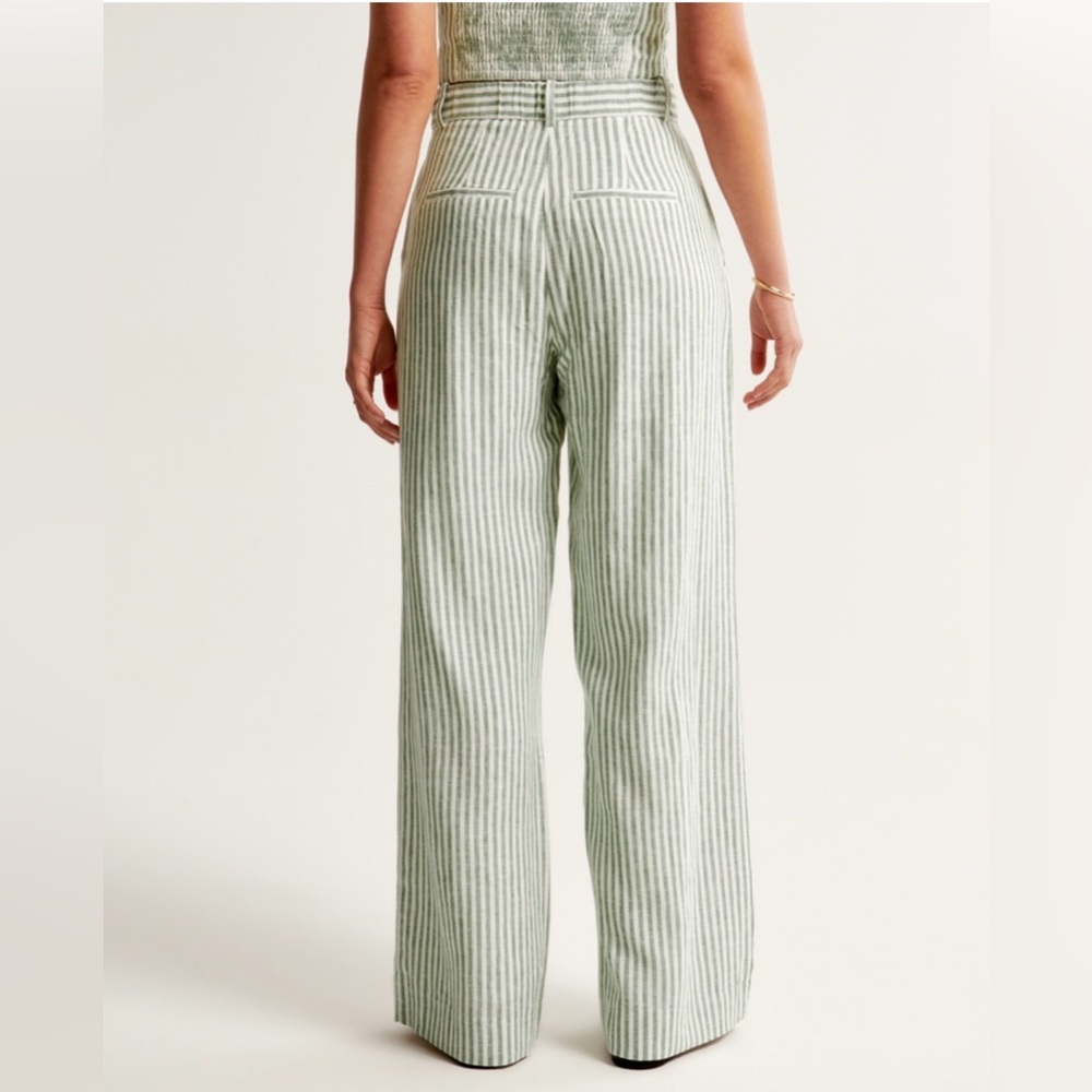 Abercrombie & Fitch • linen-blend sloane tailored wide leg pant sz M regular - Picture 4 of 5